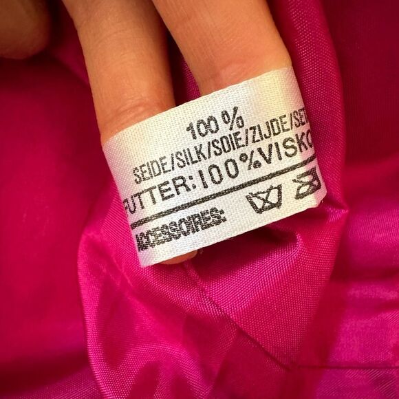 VINTAGE Louis Feraud 2pc Suit Set Pink Peplum Jacket Skirt Sz 6 Statement - Picture 11 of 15